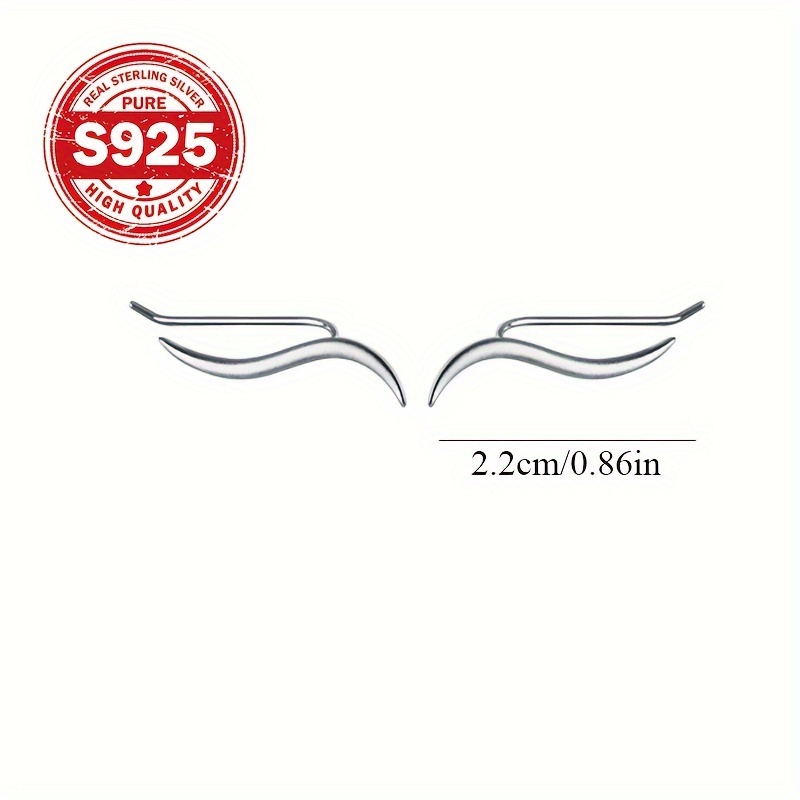 1 pair s925   line ear hooks minimalist sporty design   daily wear fitness ideal gift for women fitness accessories sporty earrings s925 silver earrings for Product details 5