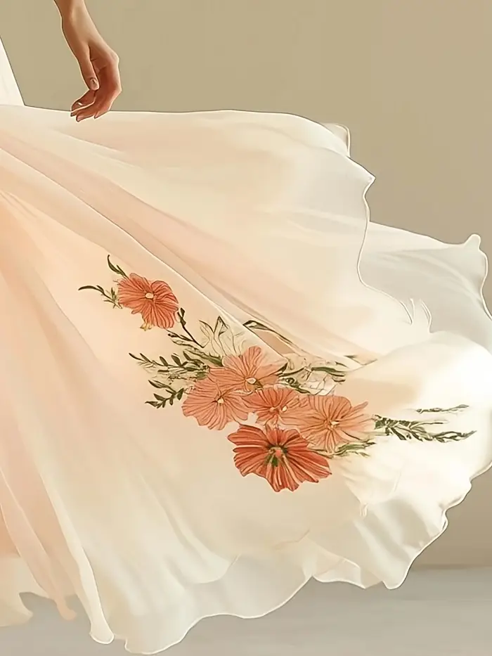 womens elegant floral print v neck maxi dress flowy a line formal casual gown soft pattern lightweight summer wedding party vacation outfit elegant evening dresses for women dresses for wedding guest vacation wear shimmering texture stylish women material adult women Product details 3