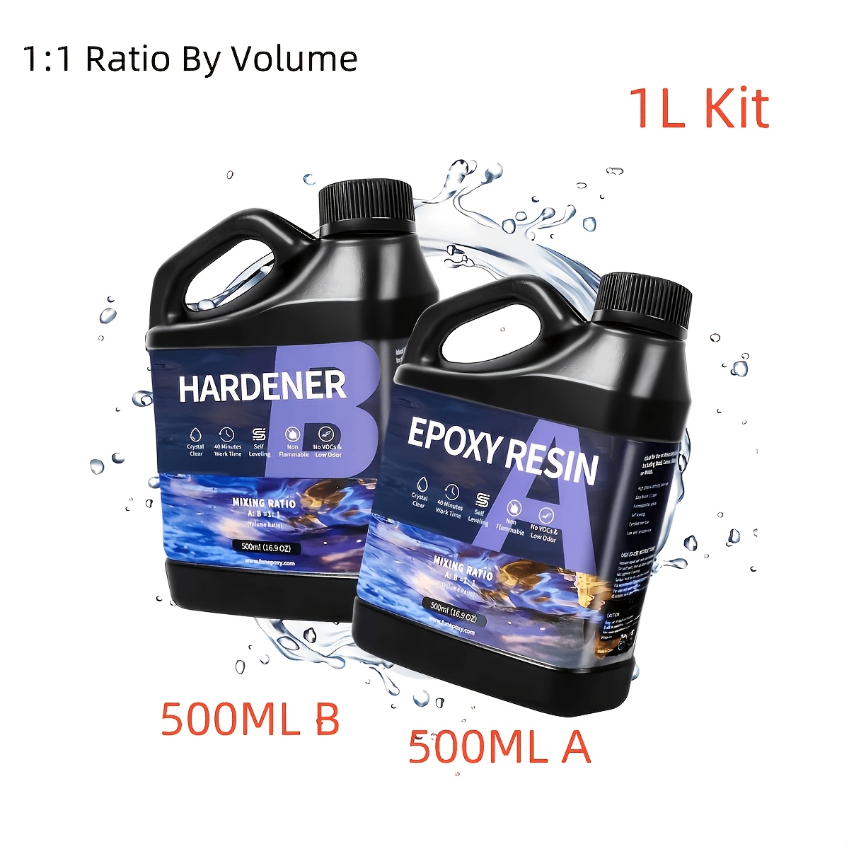 TEMU 1l/2l Epoxy Resin Starter Kit With Self-balancing Formula & Hardener - Uv Resistant Glue Suitable For Jewelry Making, Tabletop Crafts, Molds,