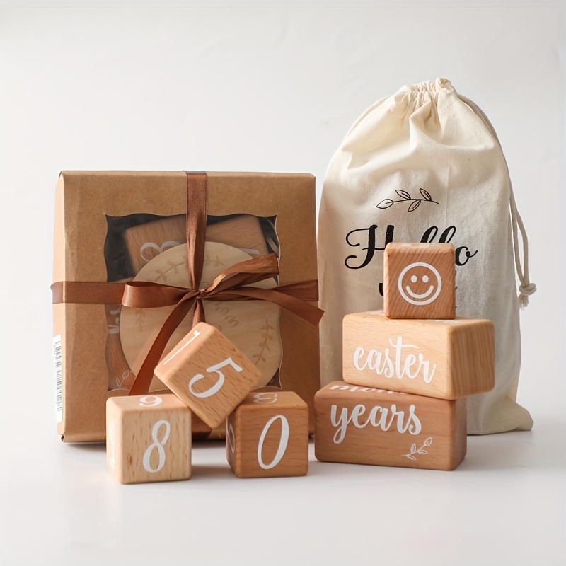 printed milestone cubes growth commemorative photo props youngsterss room decoration ornaments growth commemorative milestones details 0