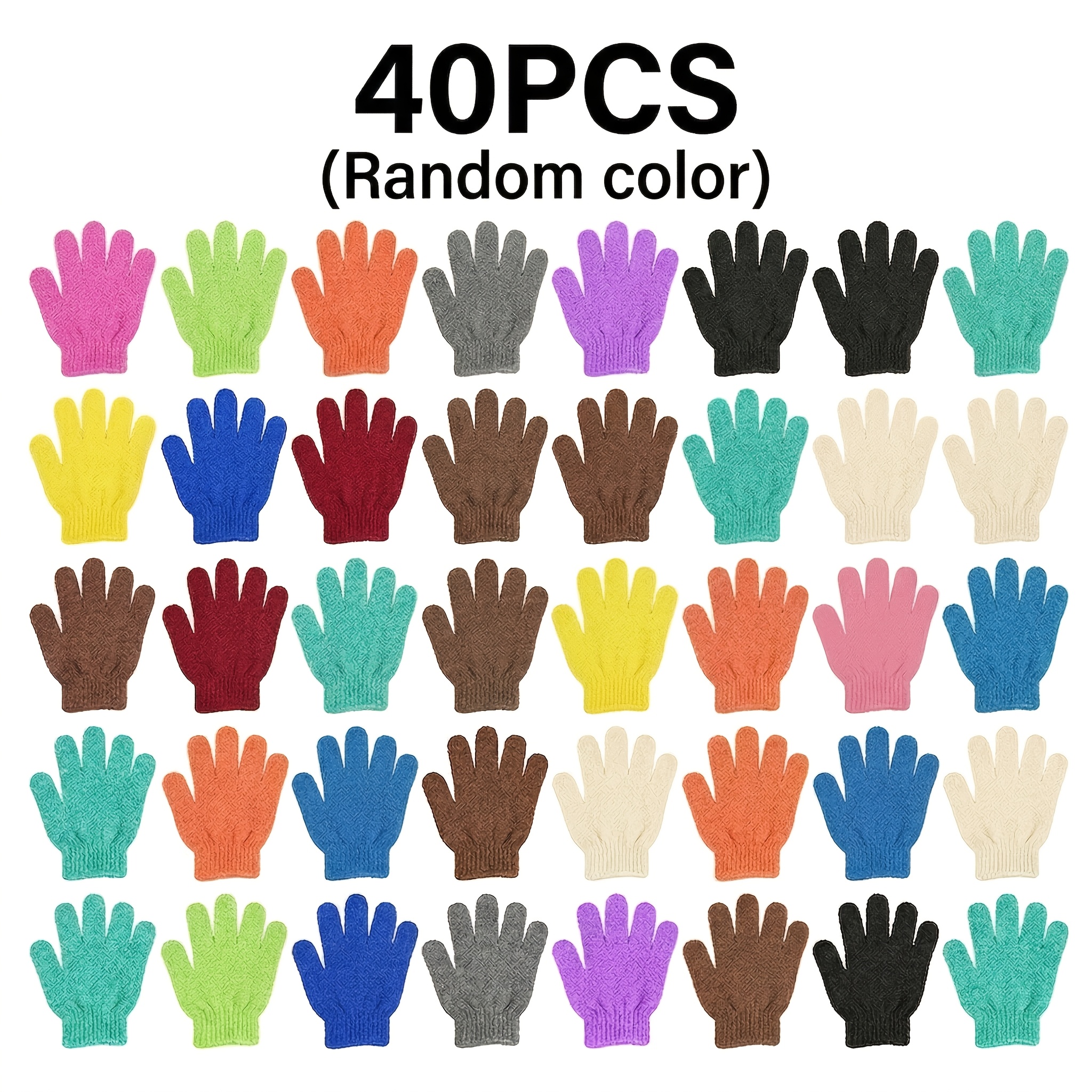 Image of 40pcs Exfoliating Shower Gloves, Five-finger Bath Scrub Gloves, Deep Clean Dead Skin Exfoliator Mitt, Cost- Bulk Pack Body Scrubber For Shower And Spa (random Color)