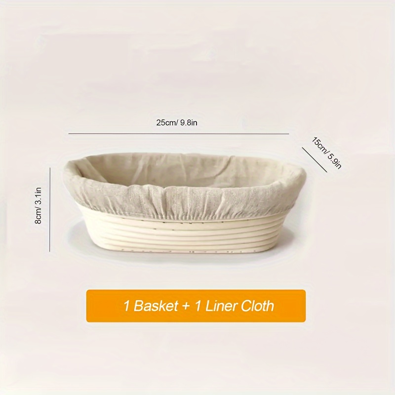 1pc, Bread Proofing Basket, Fermentation Basket Natural Rattan Bowl, Bread Baking Basket With Proofing Liner Cloth, Baking Yeast Bread Dough, Round Oval Sourdough Baskets, Baking Tool For Caterer