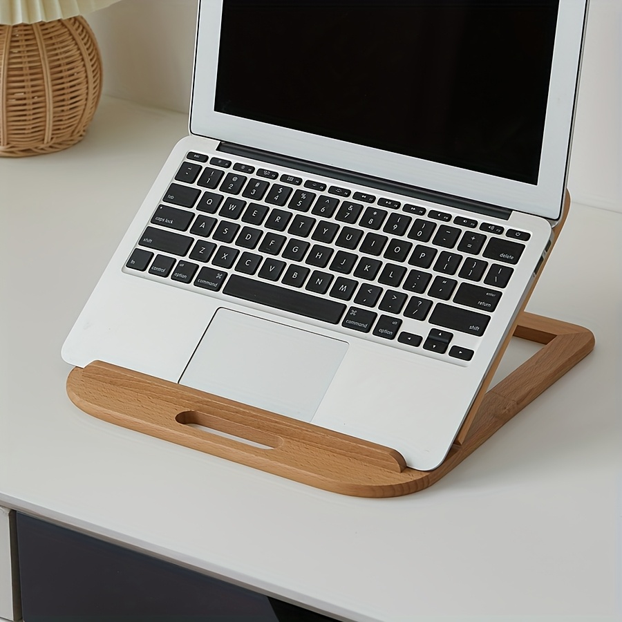 1pc pine   walnut notebook computer stand foldable wooden notebook computer stand adjustable computer wooden stand holder increase cooling stand solid wood foldable portable suitable for desktop portable universal notebook computer stand multi angle suitable for   sizes of notebooks 3 materials details 2