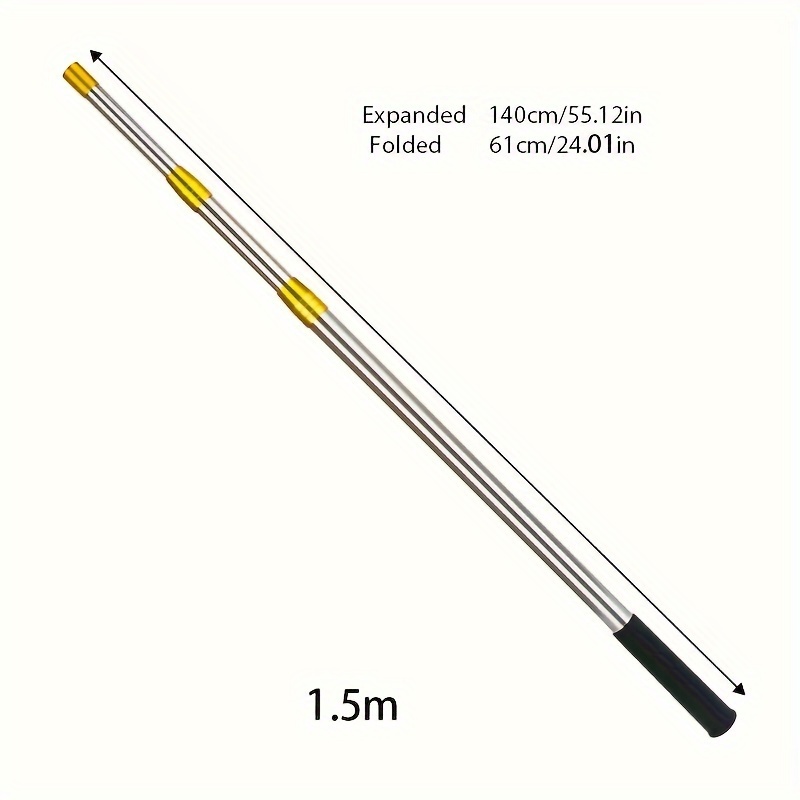 TEMU 1pc Telescopic Stainless Steel Fishing Net Rod, Extendable Thickened Steel Handle For Fishing Accessories, Reach Tool For High Fruit Picking