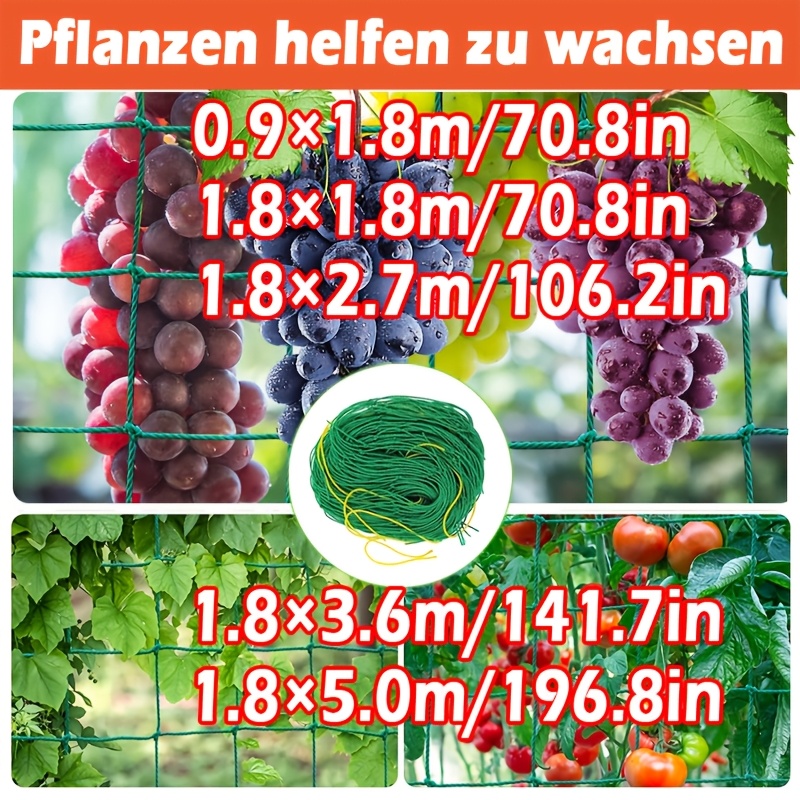 Kletternetz Für Pflanzen, 9-Strang-Polyester-Netz – Rankhilfe Für Bohnen, Tomaten, Gurken & Erbsen, Garten-Stütznetz Für Bessere Erträge