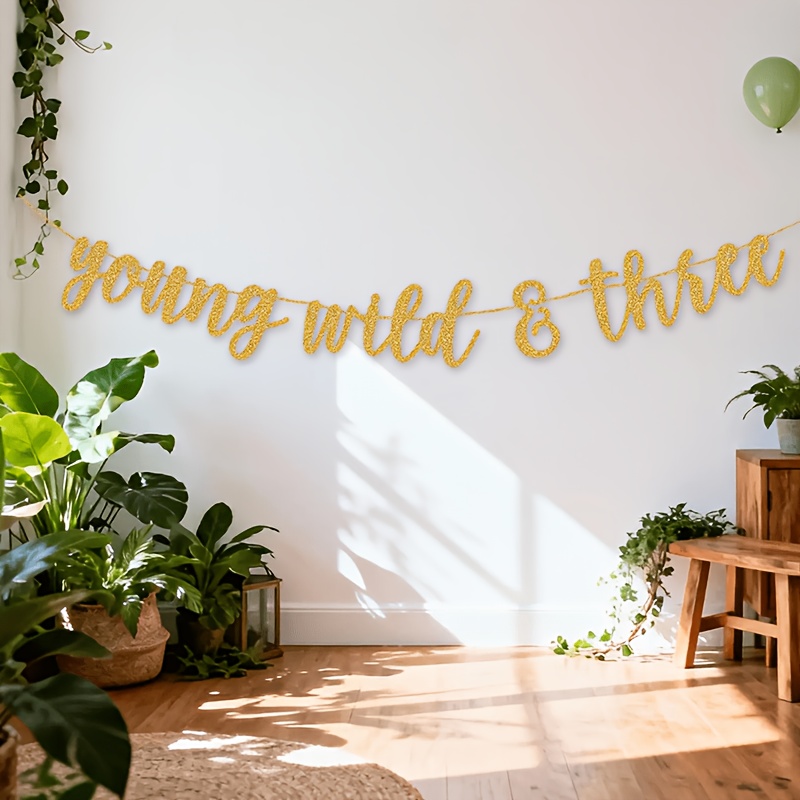 Young Banner, Jungle 3rd Birthday Party Decorations Photo Props
