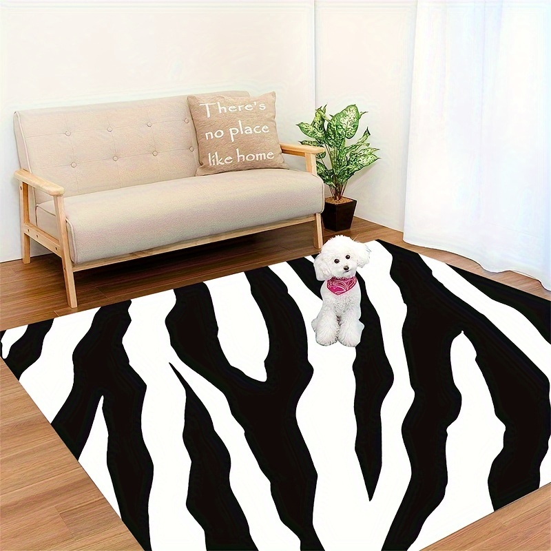

1pc, Zebra Pattern Flannel Carpet, For Bedroom Living Room Kitchen Laundry Room Bathroom Doorway, Non-slip Absorbent Carpet, Area Rug, Floor Mat, Home Decorative Carpet, Home Decor, Room Decor
