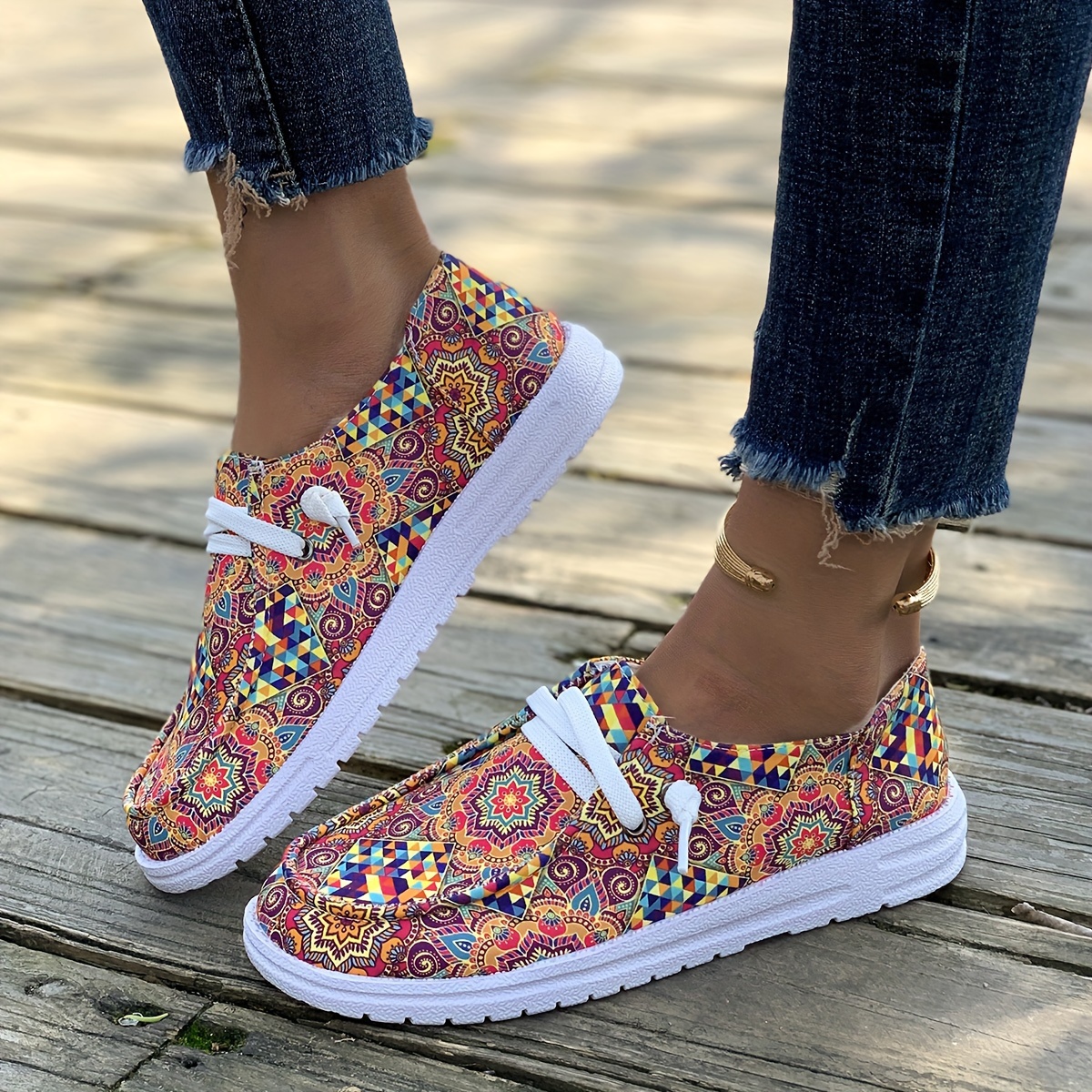 Canvas Sneakers Patterned Canvas Shoes Floral Printed Womens