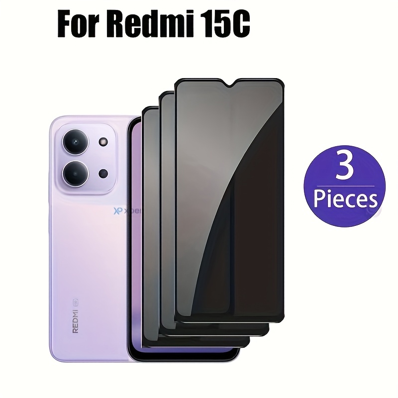 TEMU (3 pezzi) Pellicola Completa per Redmi 15C -Spy Privacy in Ceramica Morbida + Pellicola per Lente Fotocamera