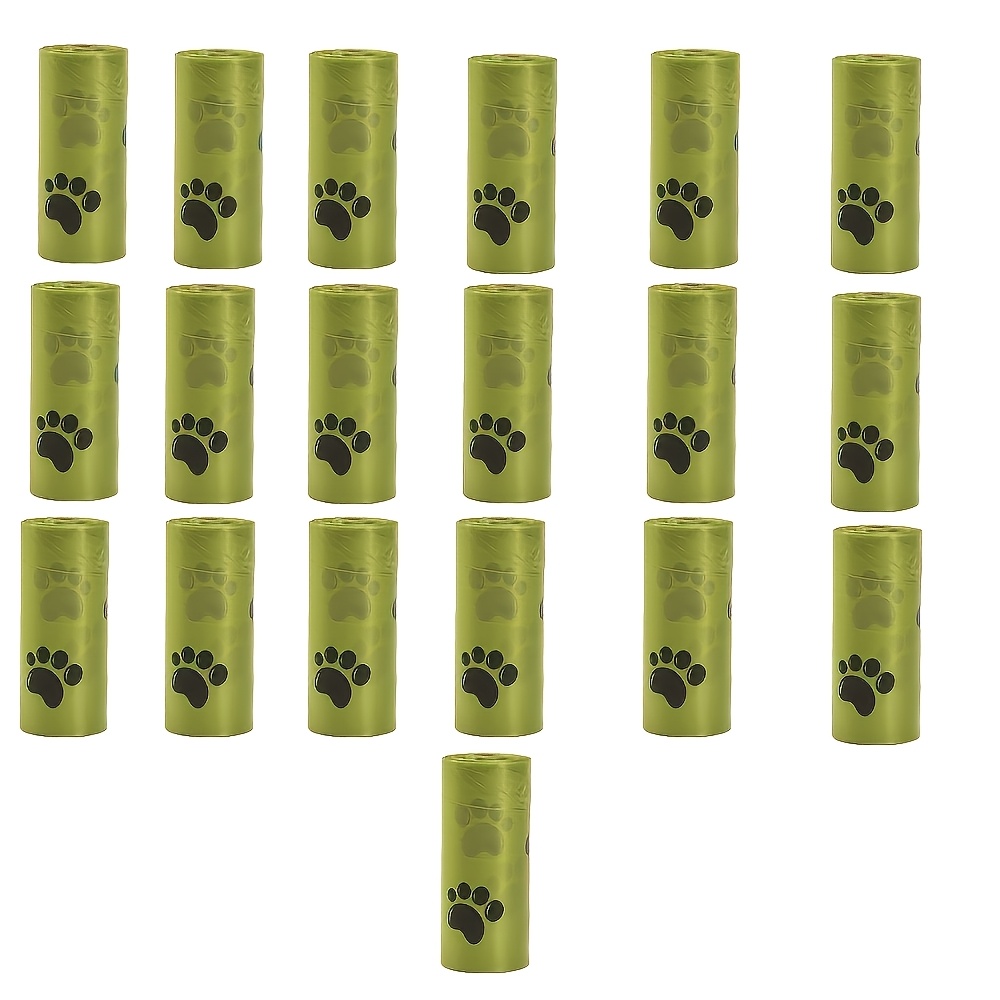 TEMU 380pcs/19 Rolls Leak-proof Dog Waste Bags With Paw Print Design, Durable Plastic Poop Bags For Pet And Outdoor Use - Waste Bags For Cat Litter