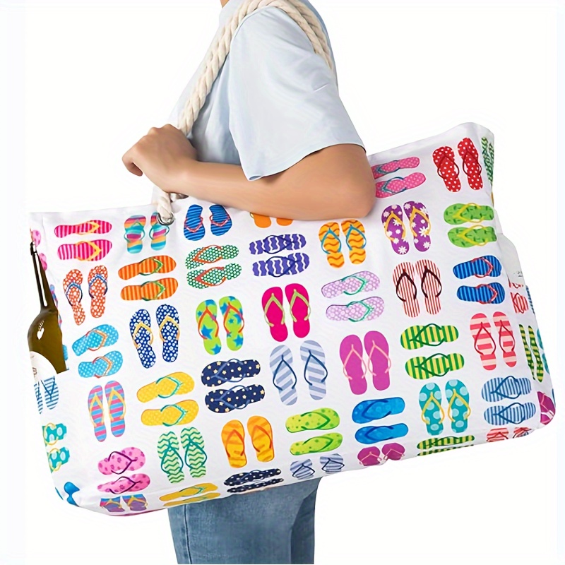 

Beach Bag For Women - Large Beach Tote Bag, Sandproof Beach Bag With Zipper, Large Swim Pool Beach Shoulder Bag
