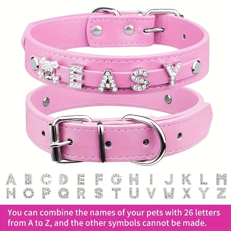 TEMU [Personnalisation] 1pc Collier de chat personnalisé avec lettre, diamant et design tendance, avec nom et informations de contact personnalisés,