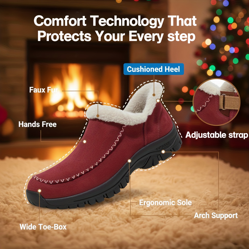 warm lined snow boots for women winter slippers with anti slip rubber sole cozy indoor outdoor house shoes comfortable slip on mules for cold weather thermal plush lining home loafers christmas gift cold weather footwear   slippers 2