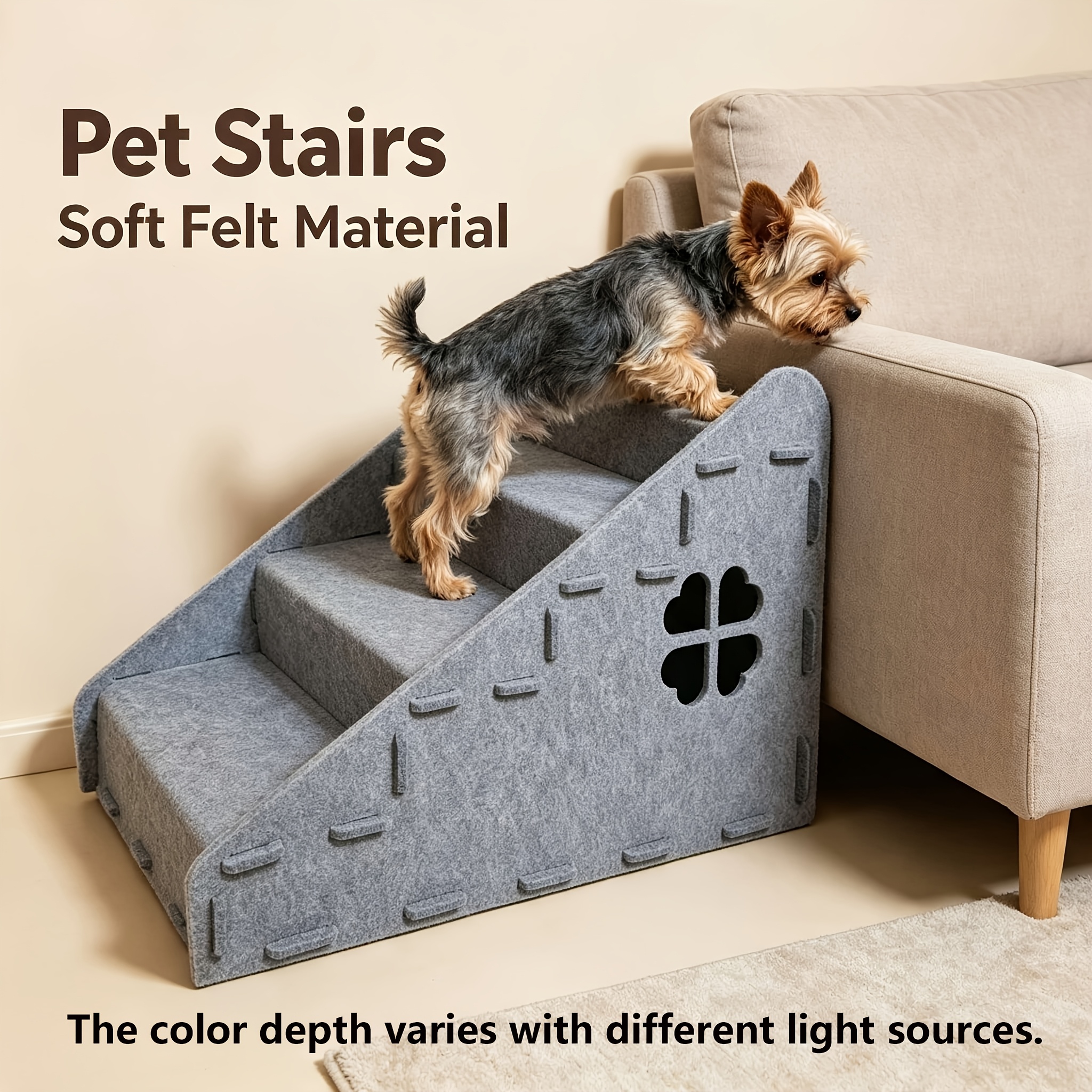 TEMU 4-step Multi-level Pet Stairs With Storage & Condo Suitable For Senior Cats And Small Dogs, Non-slip Steps, Sturdy Bed/couch Ramp For Pets,