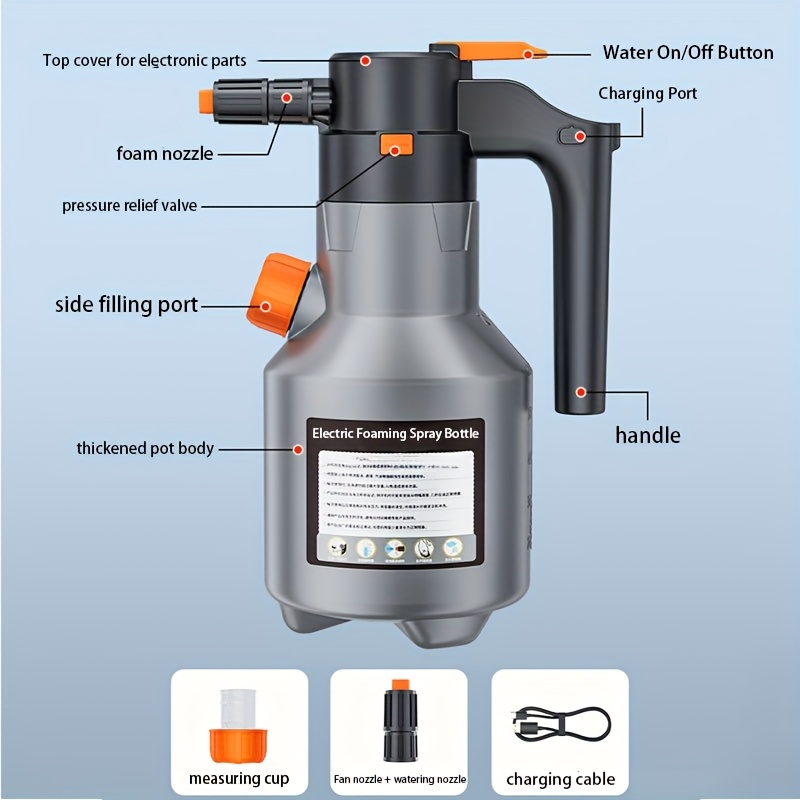 electric car wash foam spray can handheld high pressure cleaning gun 67 63 ounce electric foam kettle 70 wide angle spray multi functional large capacity with extra long suitable for car kitchen and home cleaning Product details 4