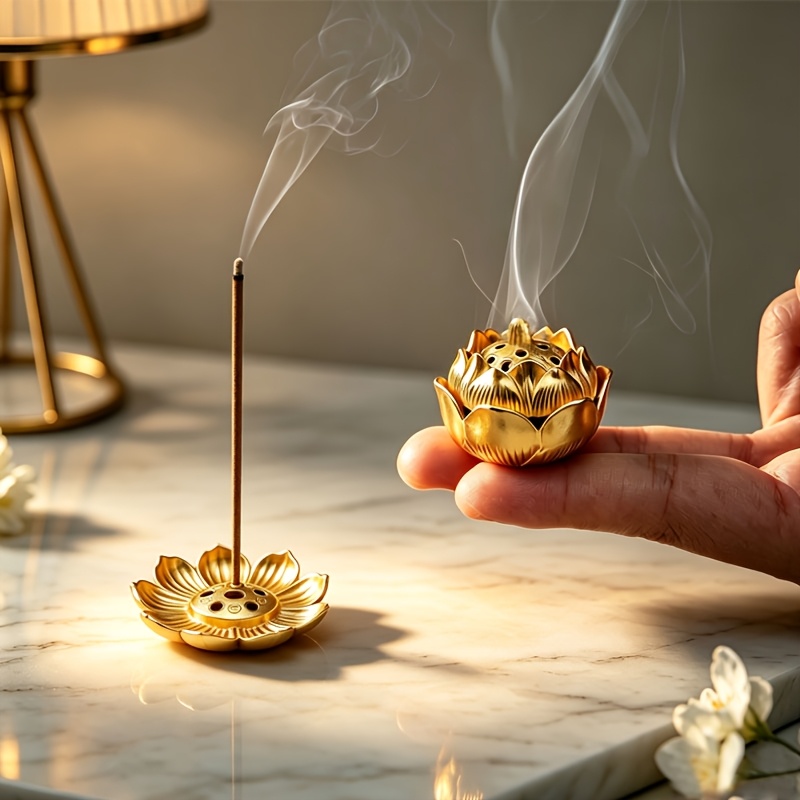 TEMU 2 Sets Of Small For Lotus Perforated And For Lotus Hollow Incense Burners, Portable Alloy Incense Burners, Suitable For Meditation , Spiritual