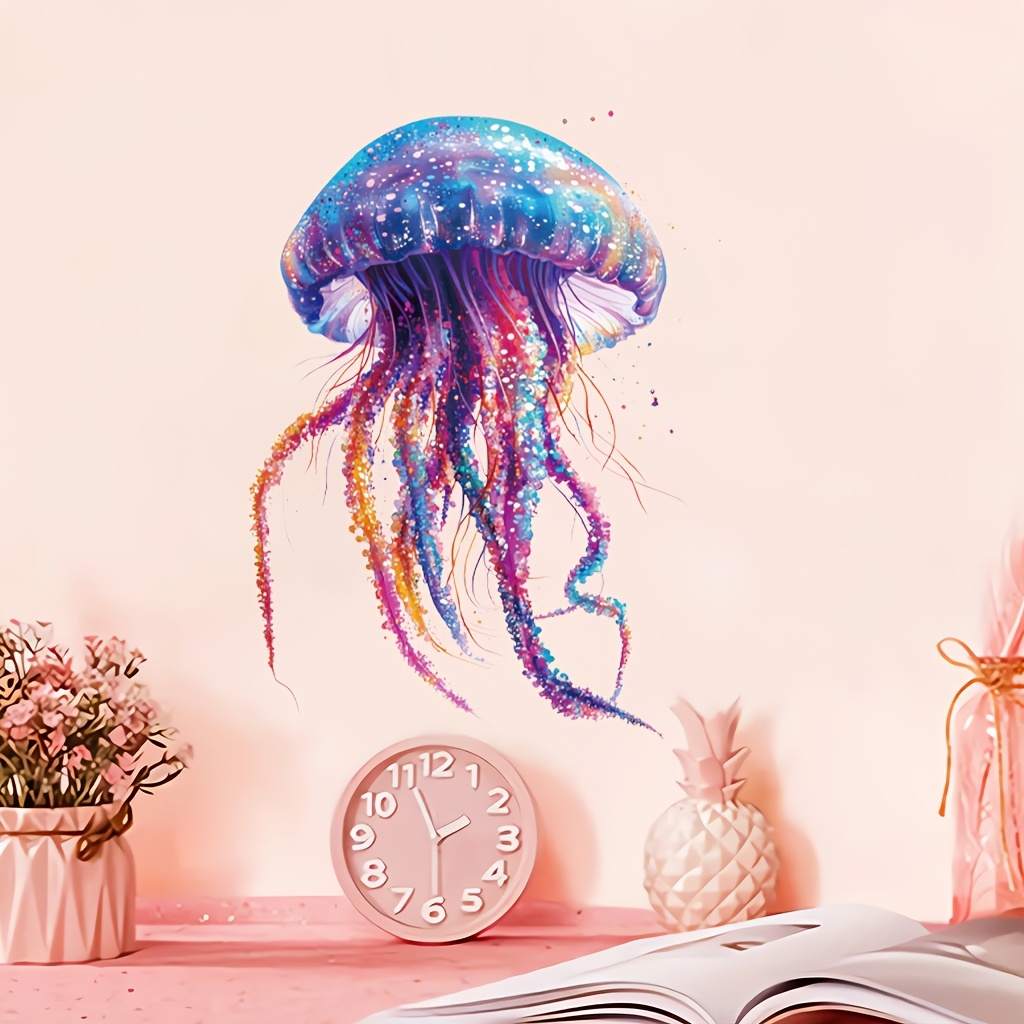 1pc Of Colorful Jellyfish Sticker Suitable For Background Walls In Living Rooms, Bedrooms, And Studies