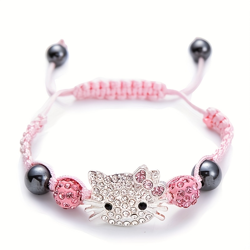 

Sanrio Hello Kitty Polymer Clay Rhinestone Ball Woven Bracelet