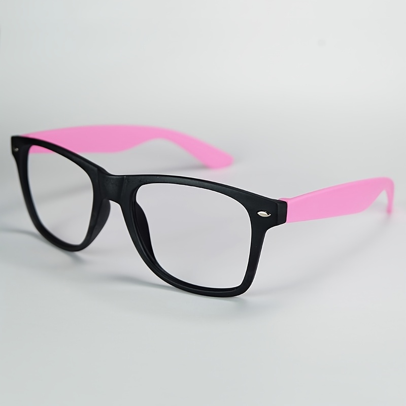 large black frame fashion glasses pink accents - Temu Mexico display picture 1