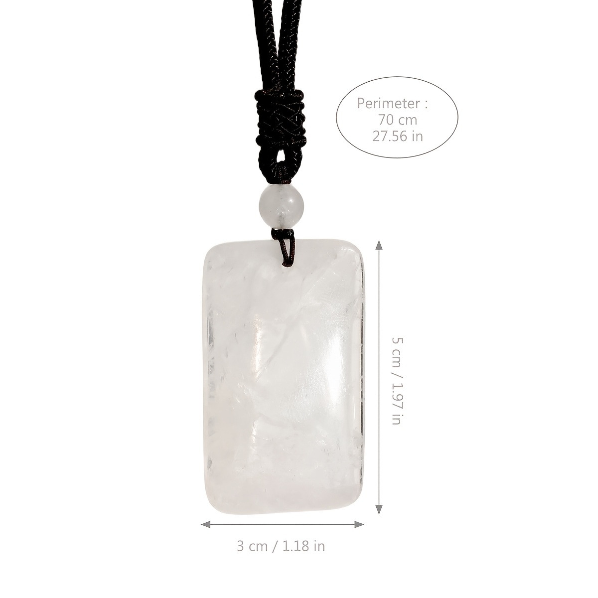 TEMU 1pc Pendentif en Quartz Transparent Long Collier Tendance Bohème 50 * 30Mm Rectangulaire Naturelle Collier Cadeau de Fête pour Hommes et Femmes