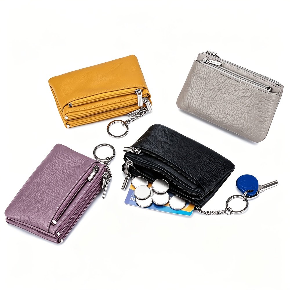 small genuine leather coin purses change pouch women men - Temu