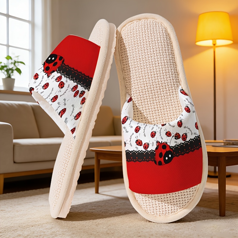 TEMU Printed Open-toe Home Slippers For Women And Men, Breathable Comfortable Indoor And Outdoor Couple's For Summer, House Bedroom Slippers,