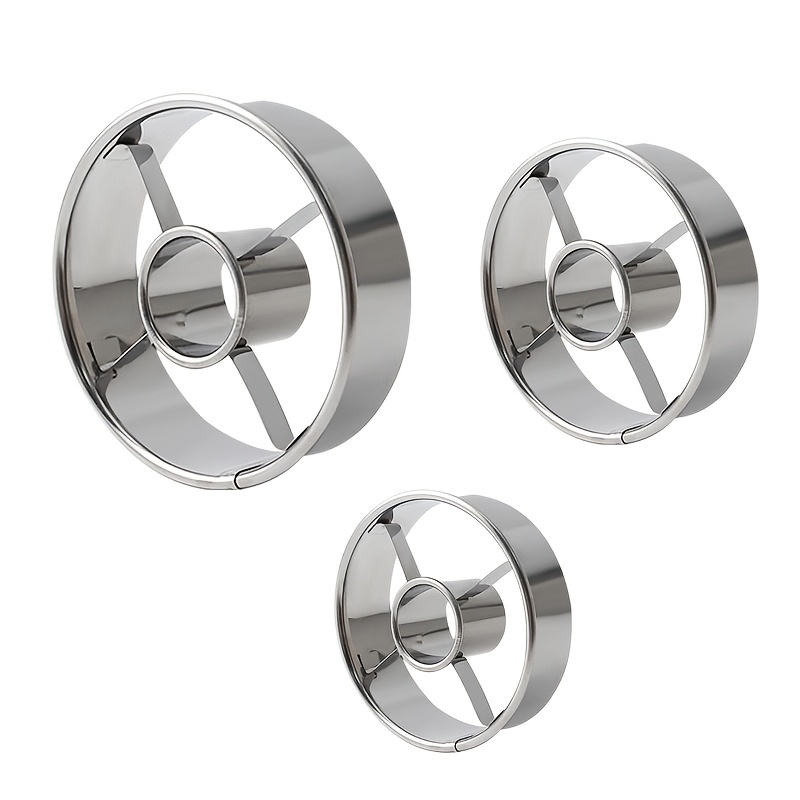 TEMU 1 Set/3pcs Moule à Donuts en Acier Inoxydable, Moule de Cuisson de Cuisine pour la Préparation de Gâteaux Ronds, Moule de Coupe pour Biscuits et