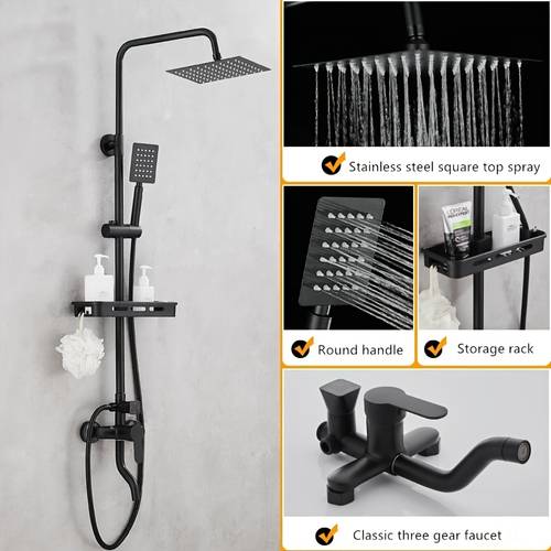 shower set stainless steel bathroom home full copper hotel booster shower with storage shelf