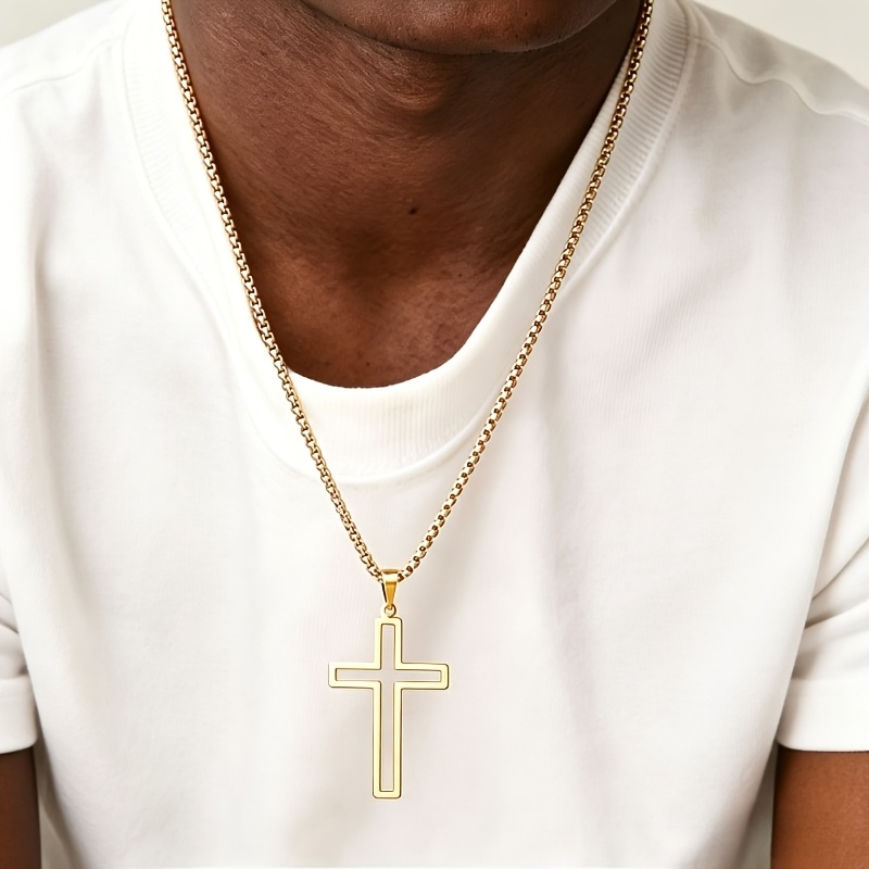Men's Vintage Punk Hollow-Out Cross Pendant Necklace