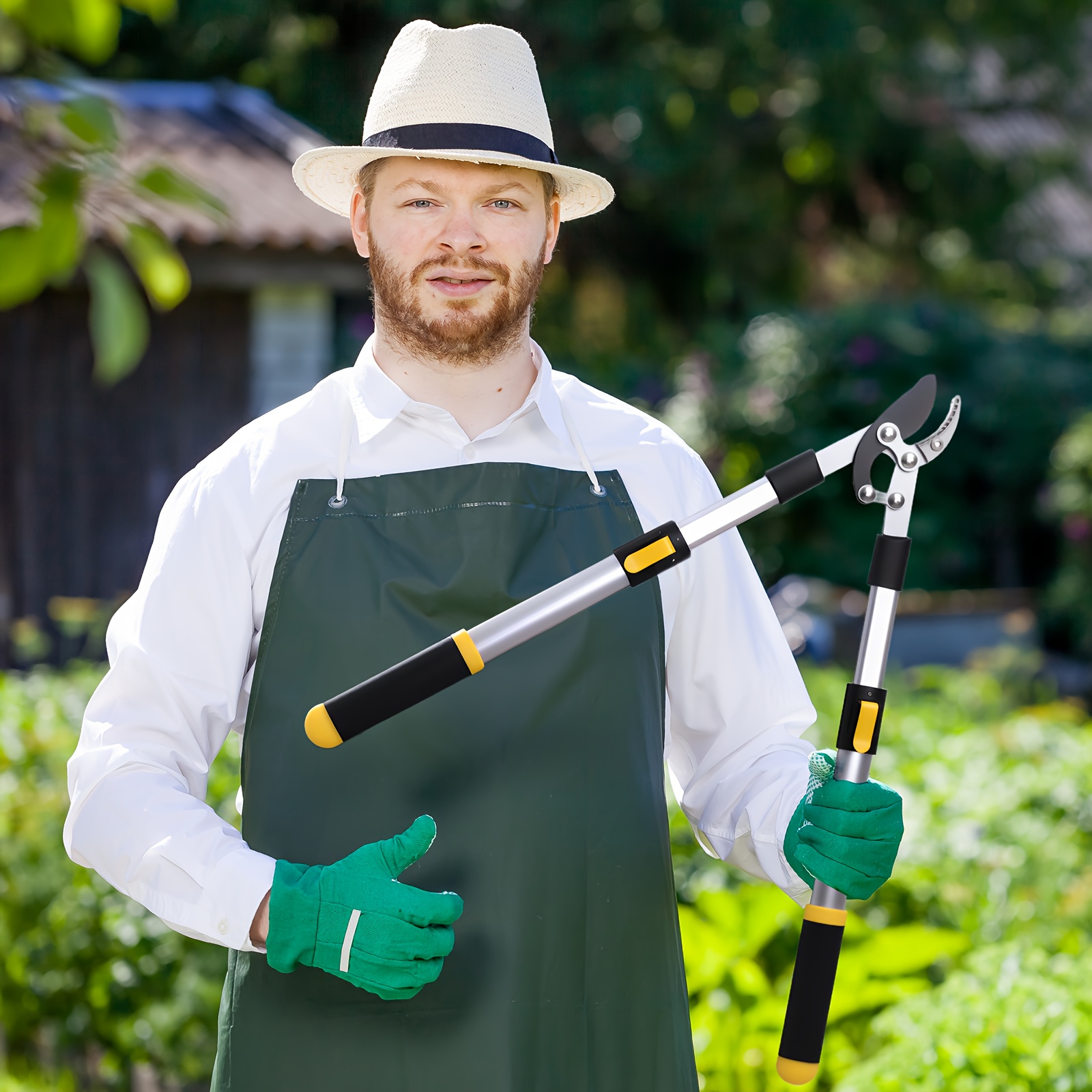 

Heavy-duty Telescopic Pruning Shears - Extendable, Compound Action Tree Trimmer With Strong Alloy Steel Blade For Branch Cutting In Trees, Shrubs & Hedges