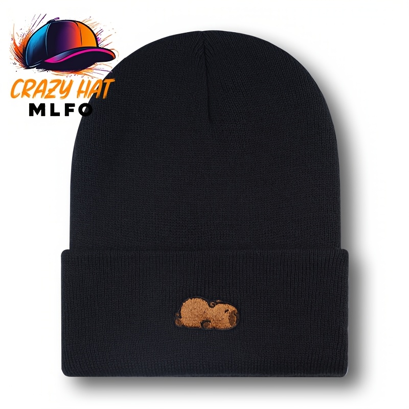2025 New Winter Warm Hat With Cute Capybara Embroidery Soft, Comfortable, And Elastic Fabric Beanie Suitable For Winter Daily , Travel, Skiing, And Outdoor Activities Unisex The For Christmas Gifts