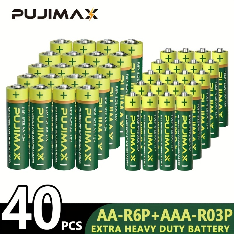 

80-pack Pujimax Aa Aaa Carbon Batteries, Non-rechargeable, Heavy-duty, For Remote Controlled Toys And Games, 5/ Batteries