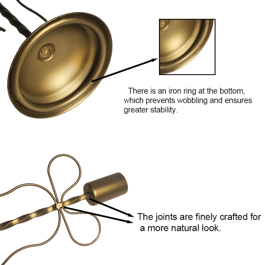 a   bow candle holder suitable for pillar candles a decorative piece with a unique shape and an elegant atmosphere ideal for weddings or parties made of durable metal that resists deformation   as tabletop d cor in dining rooms Product details 6