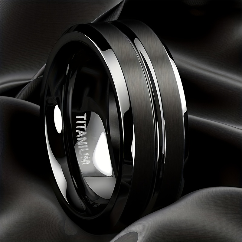 PANASH Men's 8mm Titanium Ring Matte Business Style for Wedding Engagement