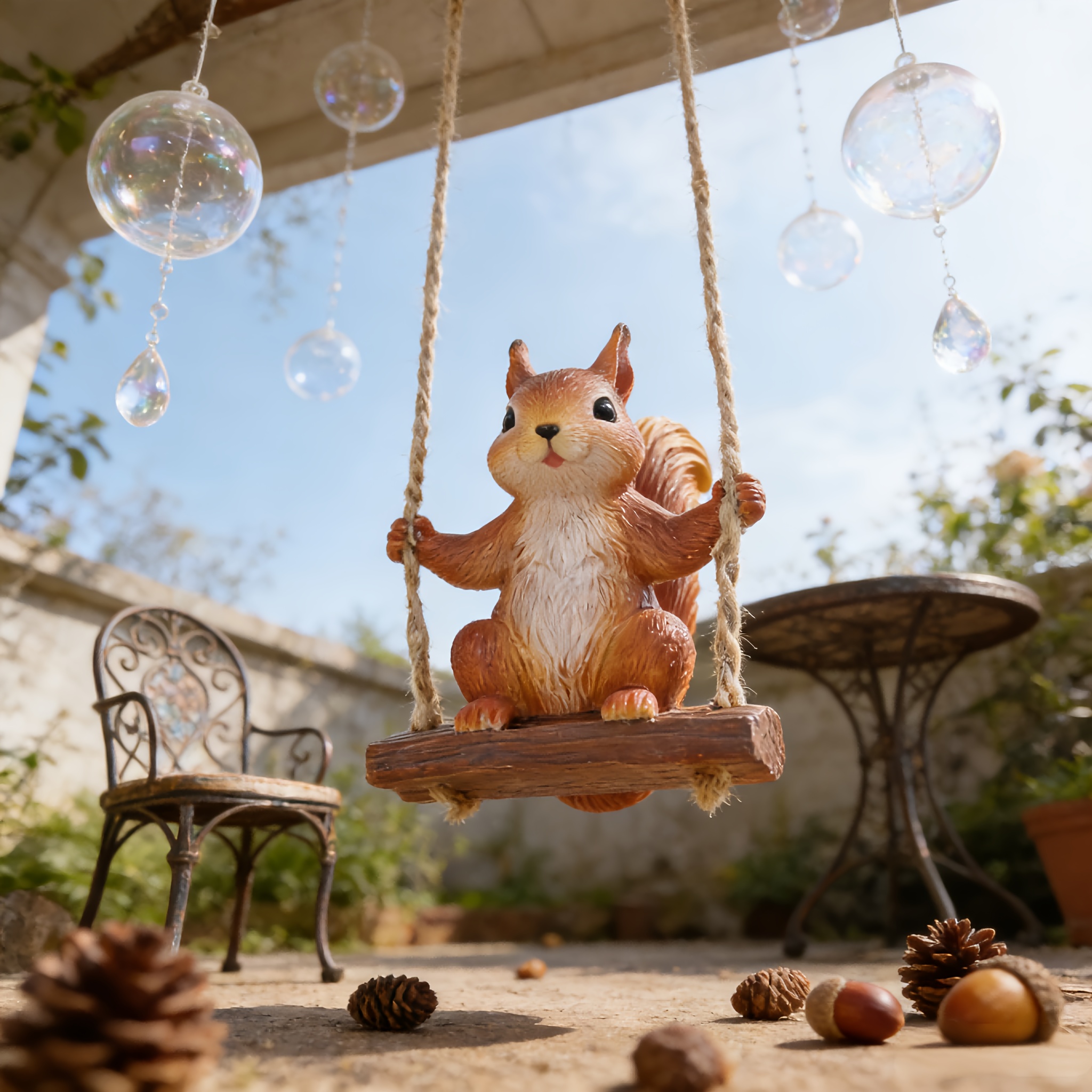 Image of Squirrel Hanging Decoration, Swing Pendant Statue, Halloween, Christmas, Thanksgiving Decor, Suitable For Garden, Courtyard, Trees, Fences, Etc., Seasonal Tale, Easter 's Day Decoration