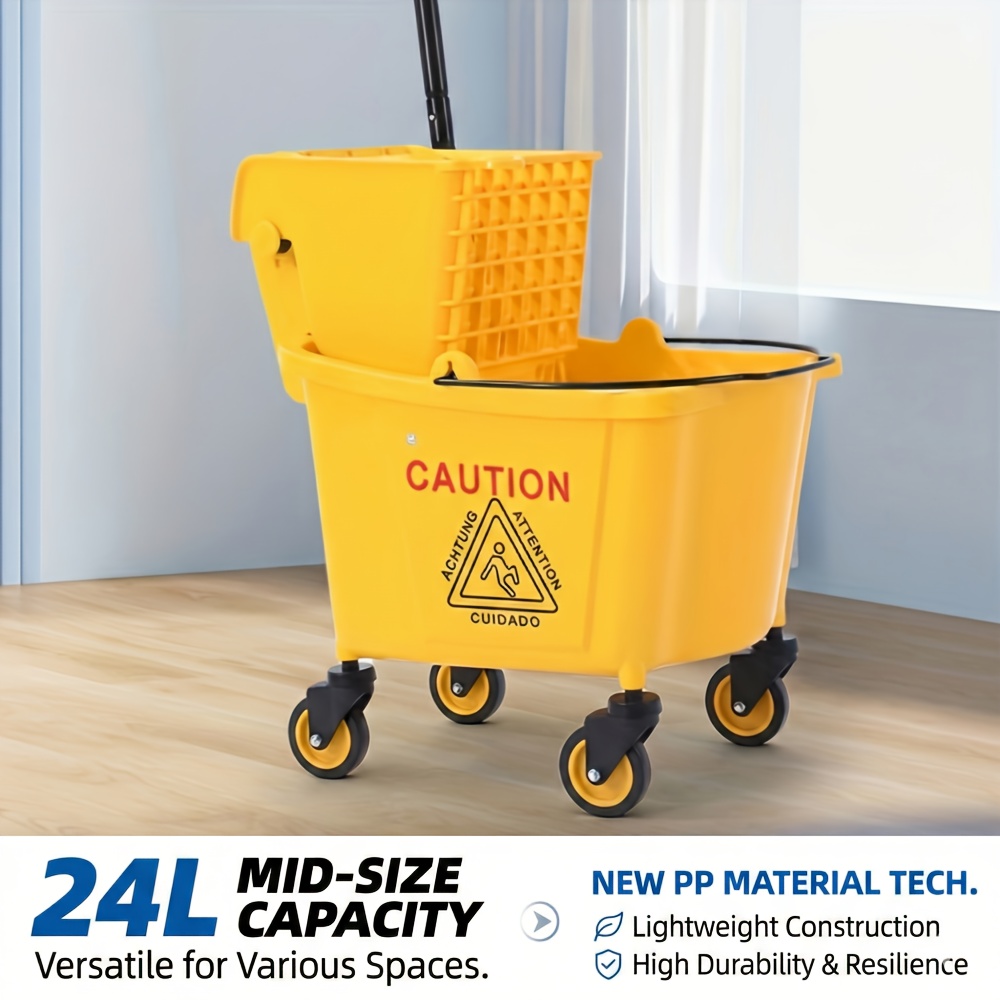2024 new household school hotel shopping mall cleaning convenient water squeezing cart plastic thickened single bucket mop bucket hand pressure cleaning wringer cart