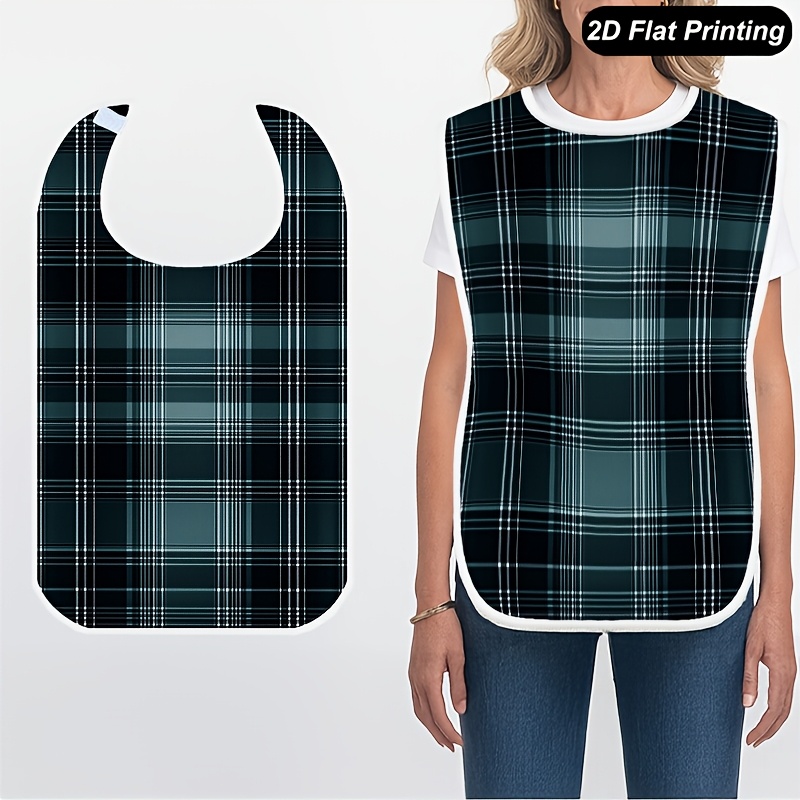 TEMU 1pc Adult Bibteal Compose Plaid Structurewashable Restaurant Clothing Protector, Suitable For Men And Women, Including The Elderly, For Use