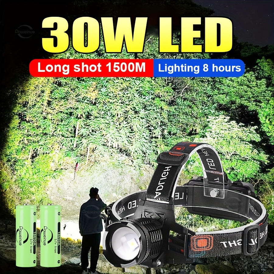 1pc Super Bright 120w Led Headlamp Rechargeable Headlight Powerful