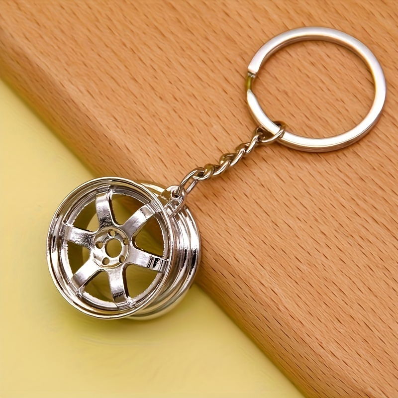 TEMU Portachiavi a mozzo ruota in metallo con clip da cintura e anello portachiavi, regalo , accessorio tridimensionale per auto