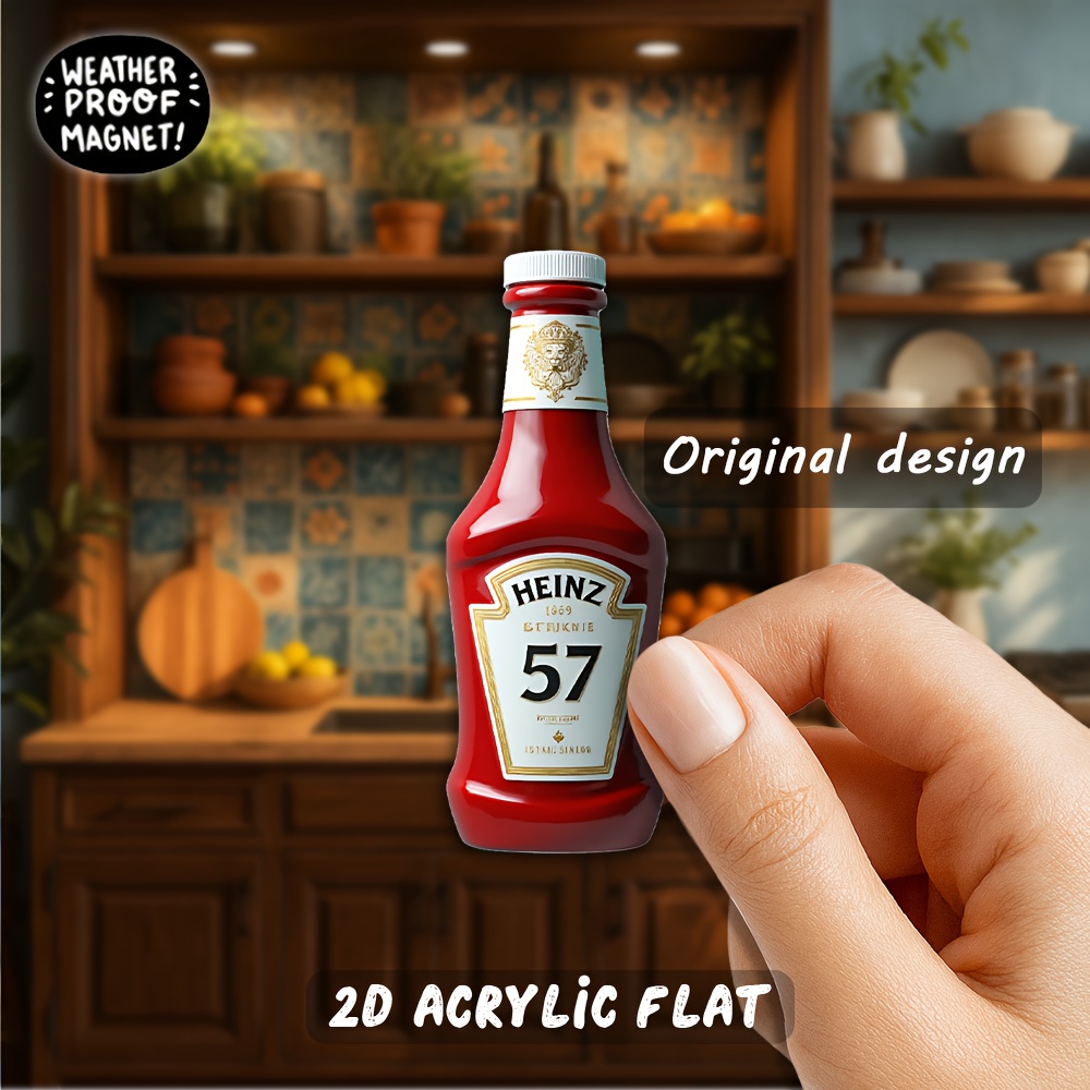 TEMU Heinz Ketchup Magnet - Vintage Kjøkkendekor med Rød & Turkis Ak
