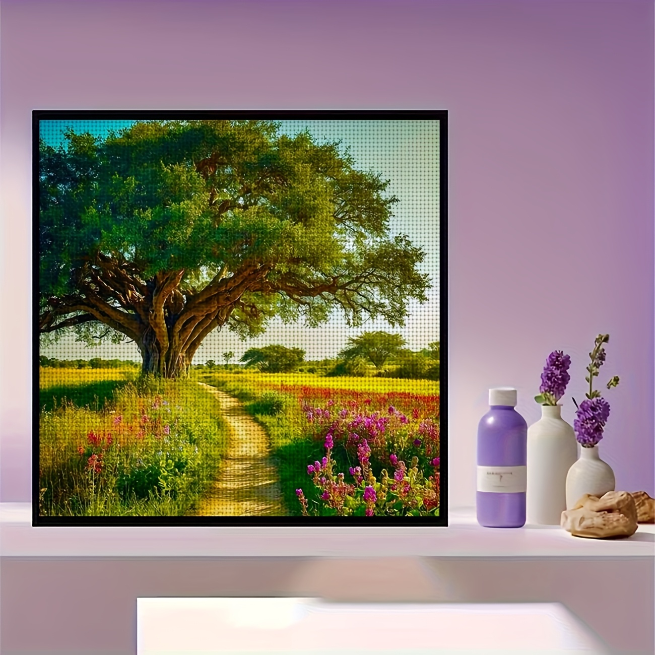 Cross-Stitch Kit, Under The Tree, Path Through The Flowers