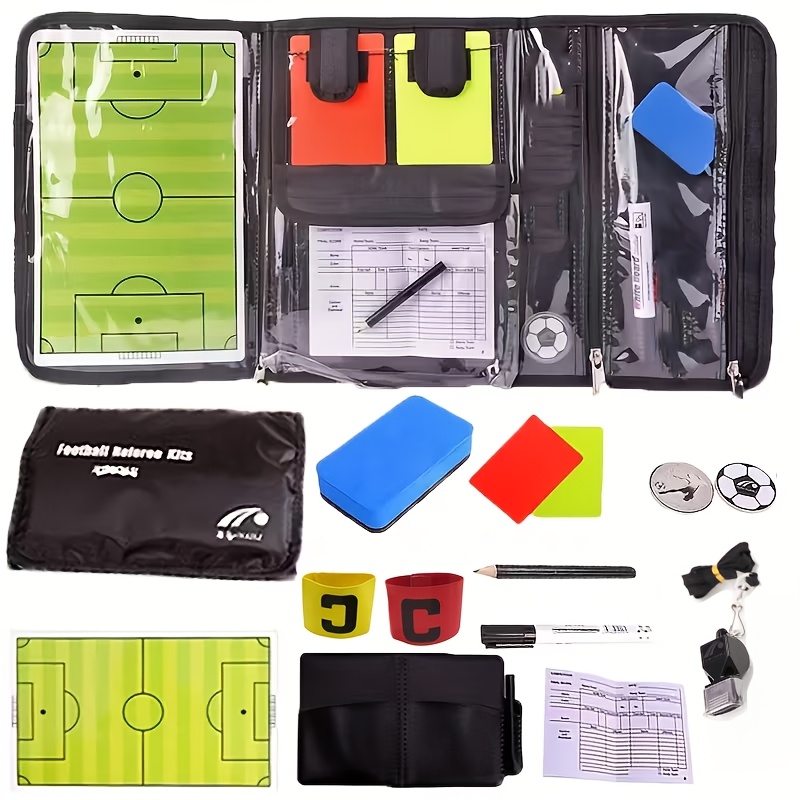 E-shop Komplettes Fußball-Schiedsrichter-Set mit Trainerzubehör – Tragbare Schiedsrichterausrüstung mit Notizbuch, , Pfeife, Karten, -Diagrammen &