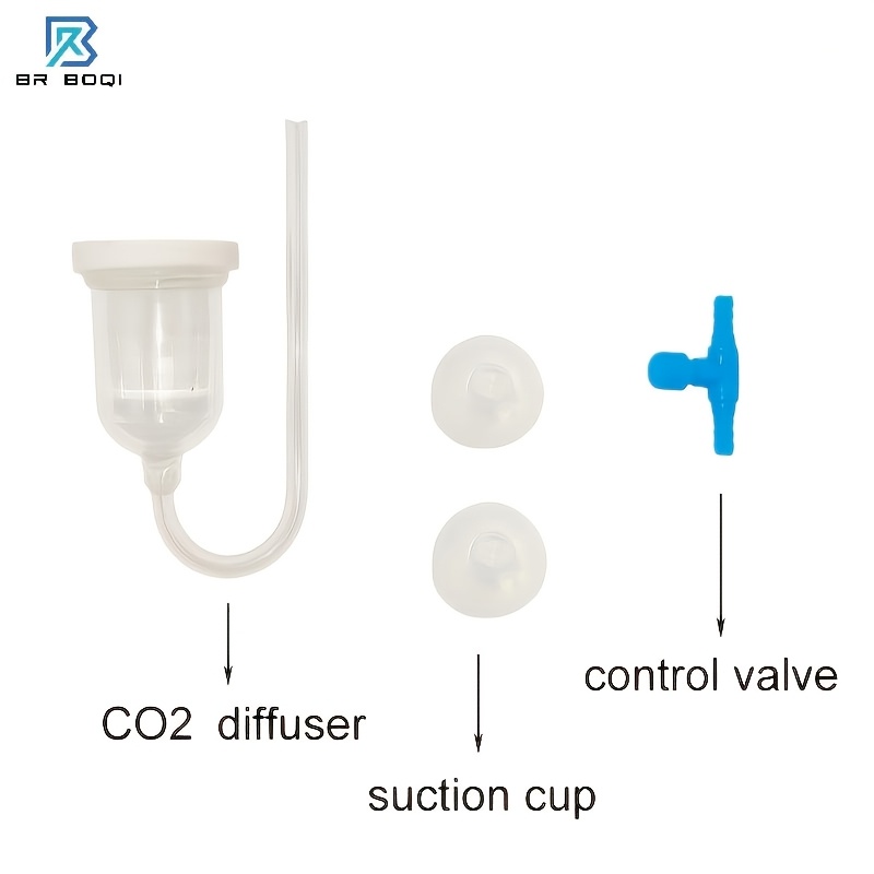 TEMU 1set Co2 Diffuser For Aquarium - Transparent Acrylic Bubble Counter Reactor Atomizer With Suction Cup Mount, Co2 System For Fish Tank, Suitable