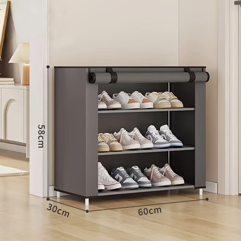 TEMU 1-pack 3/9-tier Large Capacity Shoe Rack Organizer With Dust Cover, Space-saving Entryway Shoe Shelf, Easy To Assemble, Suitable For Home Use