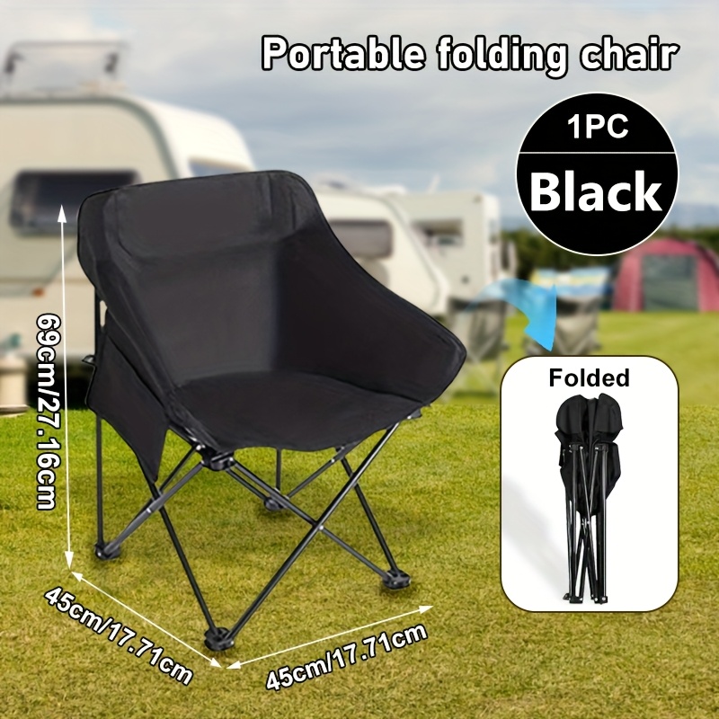 TEMU Portable Folding Moon Chair (low Back) With Travel Storage Bag, Camping Picnic Chair For Outdoor , Camping And Beach Caravanning, Comfortable Recliner, Sturdy Fabric Lounge Chair