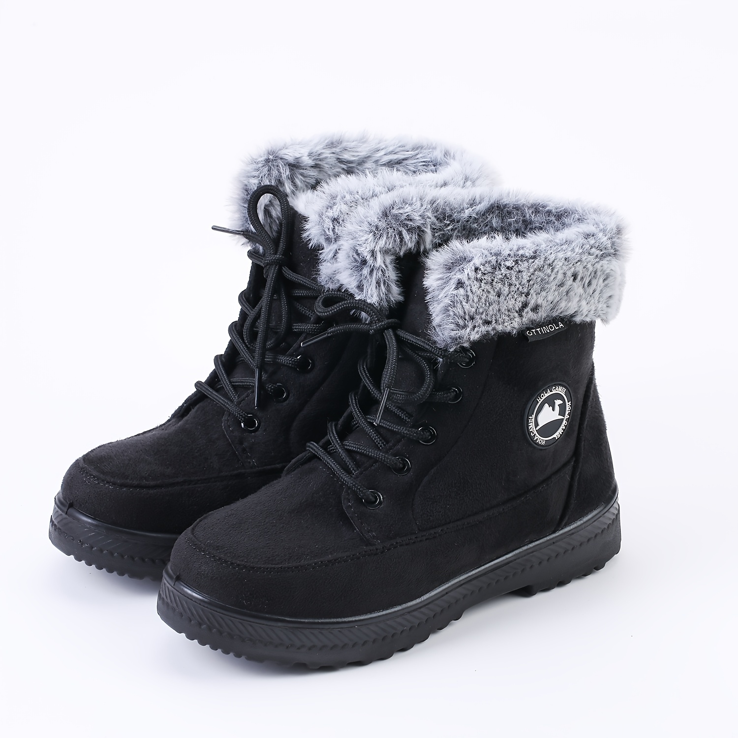 TEMU Women's Warm Snow Boots With Plush Lining - Non-slip Pu Sole, Round Toe Winter Boots, Black, Red, Navy Blue Warm Ankle Boots, Comfortable Shoes