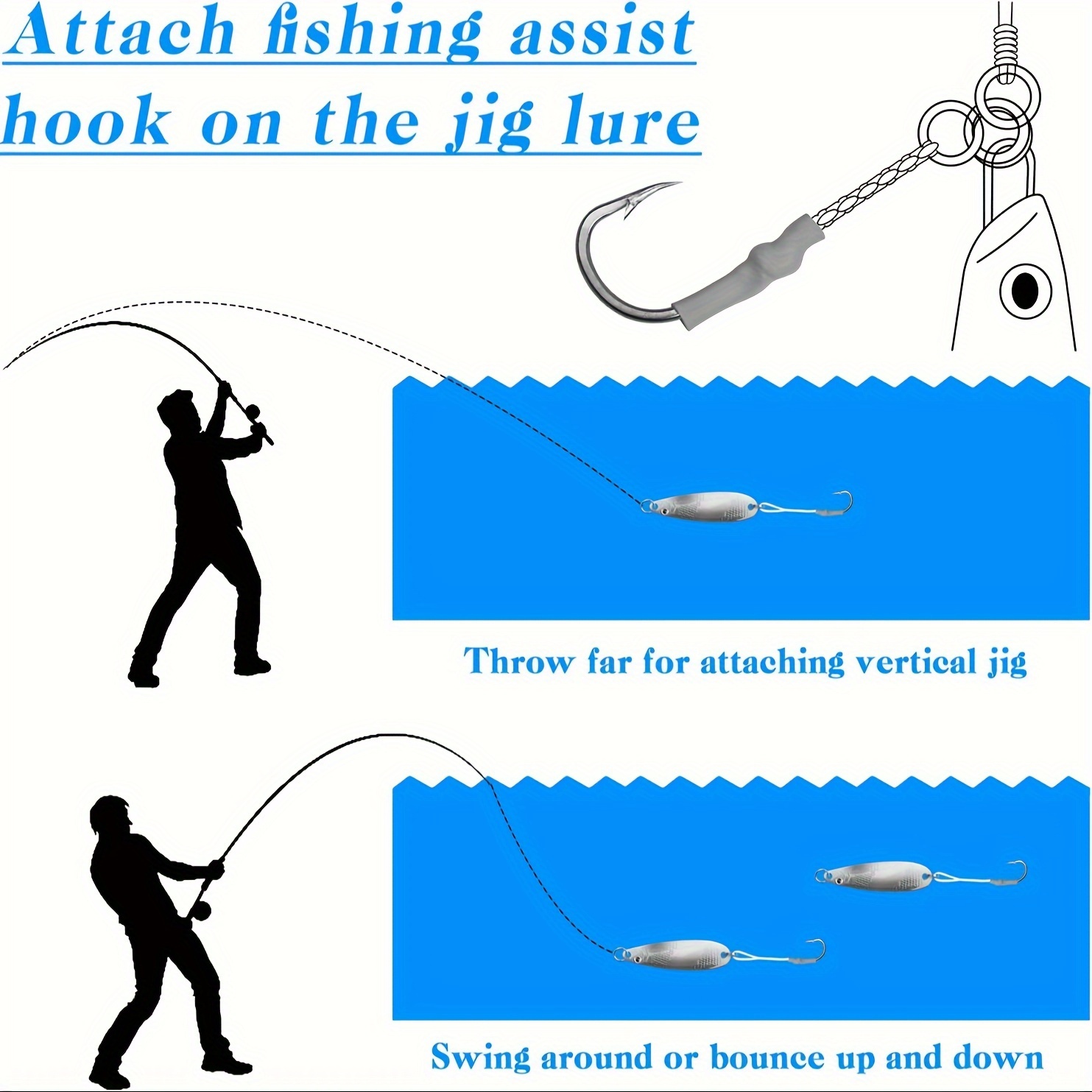 Fishing Assist Hooks Pe Line Jigging Assist Hooks Saltwater - Temu