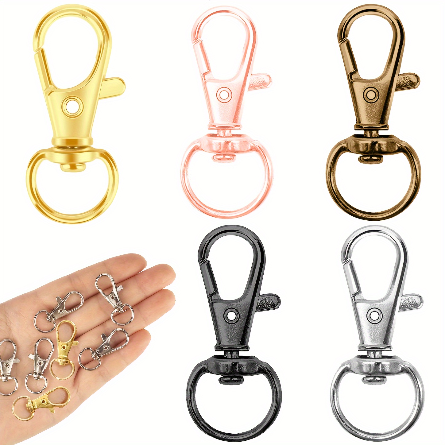 

10pcs Zinc Alloy Swivel Clasps, 35mm Golden Swivel Snap Hooks, Spring Lobster Clasp Clips For Keychain Crafting, Diy Projects, Lanyard, Pet Collars With Full 360° Rotation
