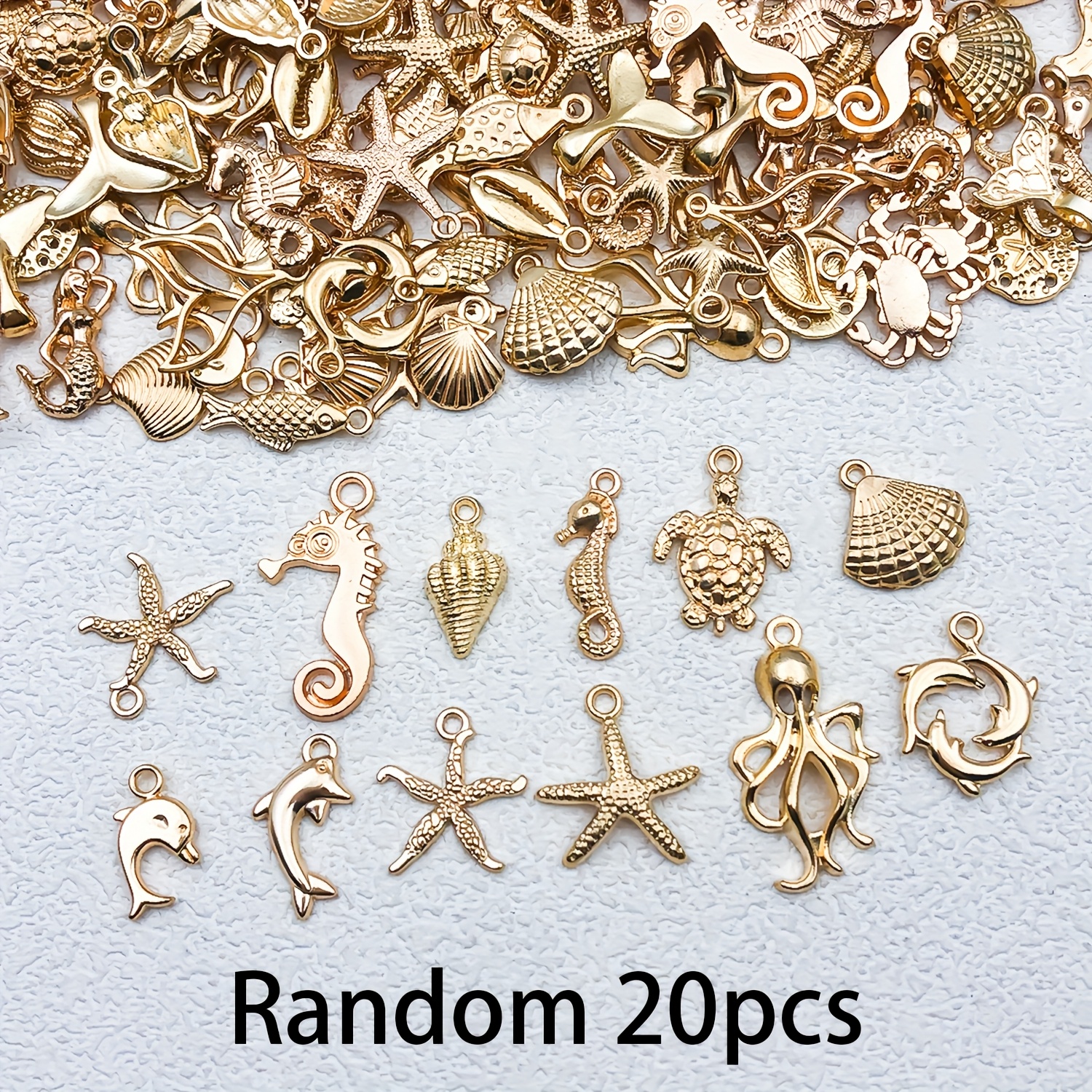 TEMU /100 Piezas Aleatorias de Organismos Marinos, , Conchas, , Tortugas, Colgantes para Hacer Joyería DIY, Accesorios para Collares, Aretes y