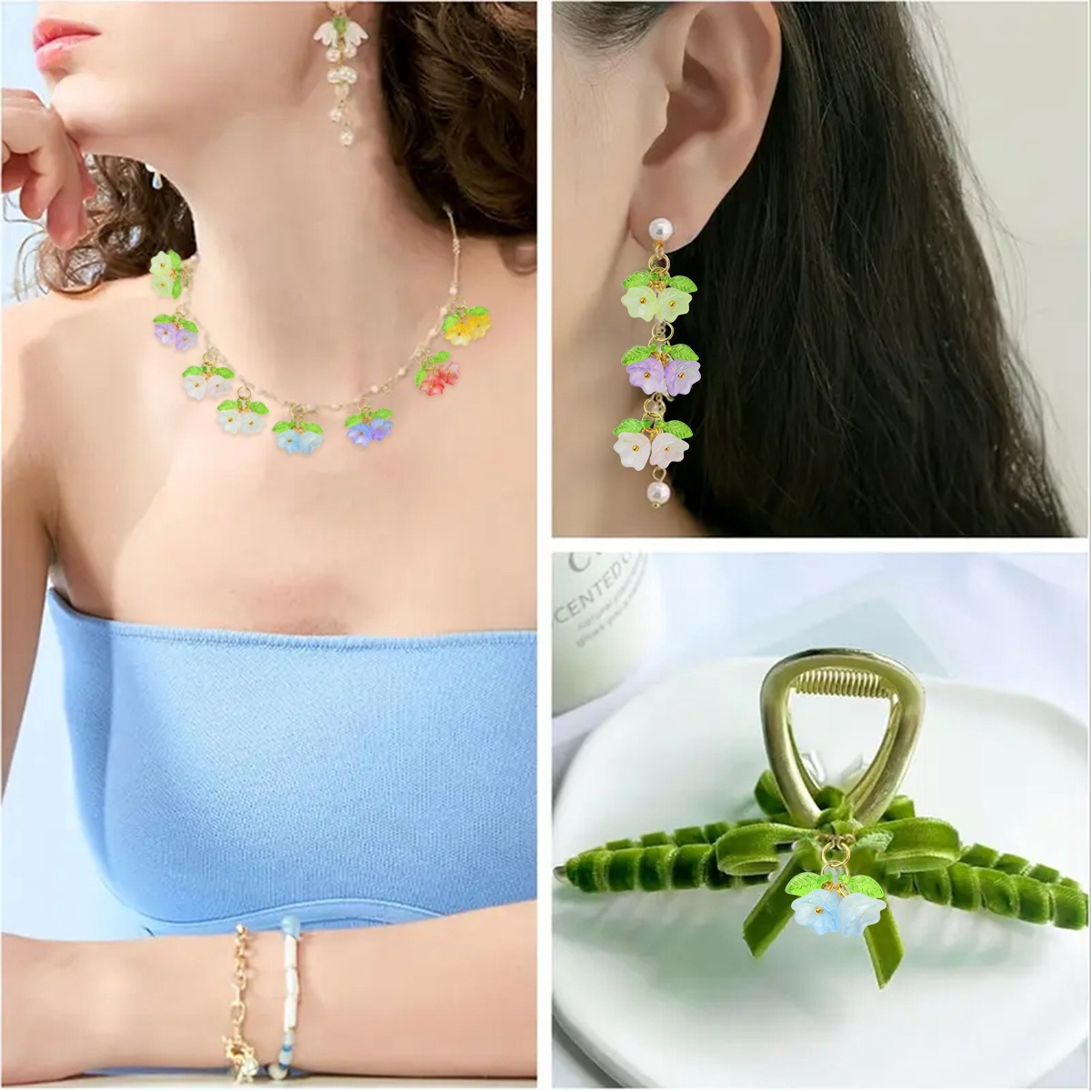 10 Double-Colored Glass Wind Chime Flower Pendants for Jewelry Making